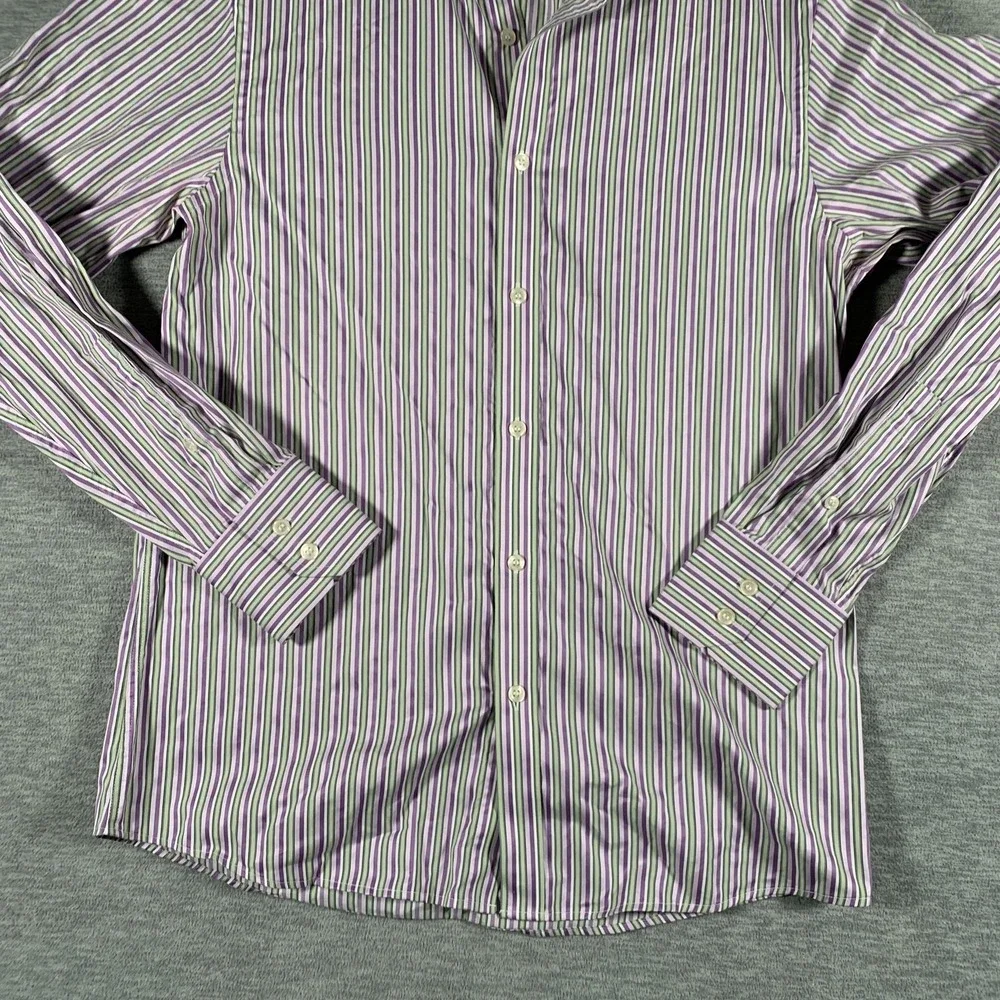 Ted Baker Endurance Dress Shirt‎ Mens 15.5 Purple Striped Long Sleeve Cotton